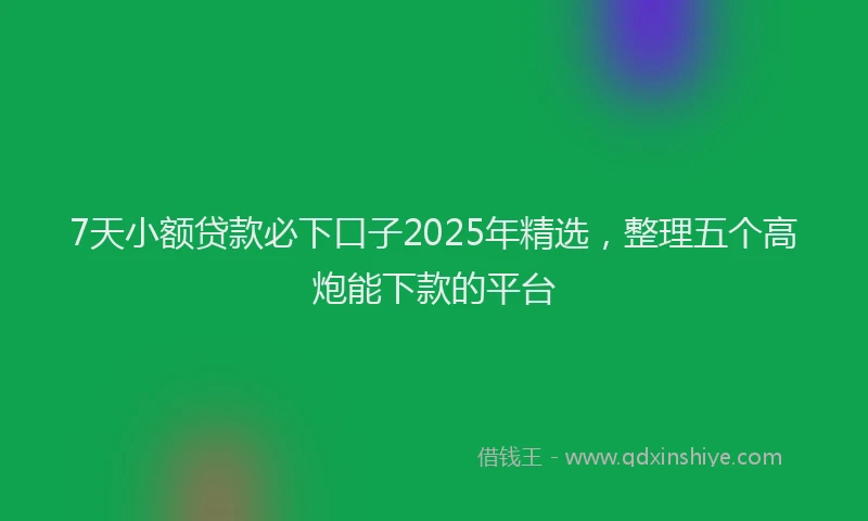7天小额贷款必下口子2025年精选，整理五个高炮能下款的平台