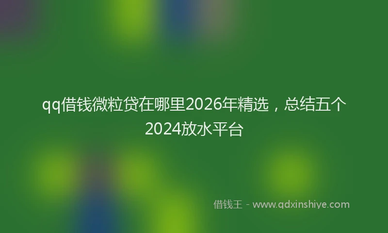 qq借钱微粒贷在哪里2026年精选，总结五个2024放水平台