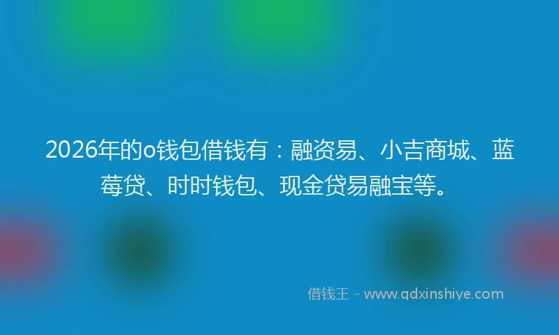 2026年的o钱包借钱有：融资易、小吉商城、蓝莓贷、时时钱包、现金贷易融宝等。