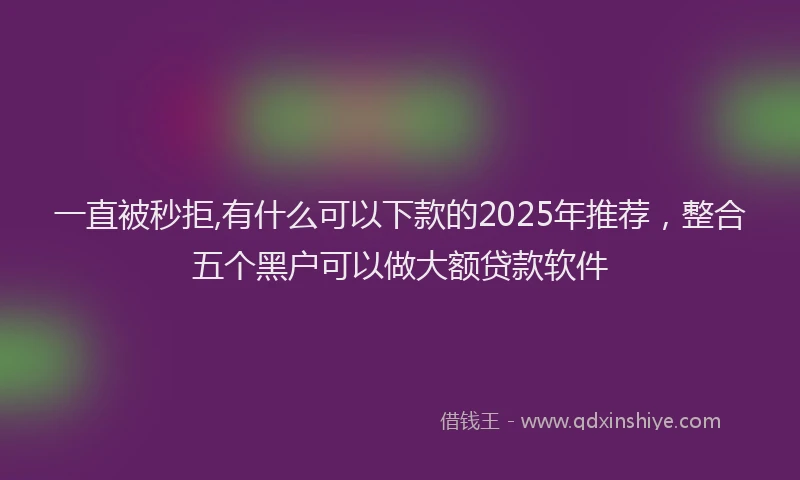 一直被秒拒,有什么可以下款的2025年推荐，整合五个黑户可以做大额贷款软件