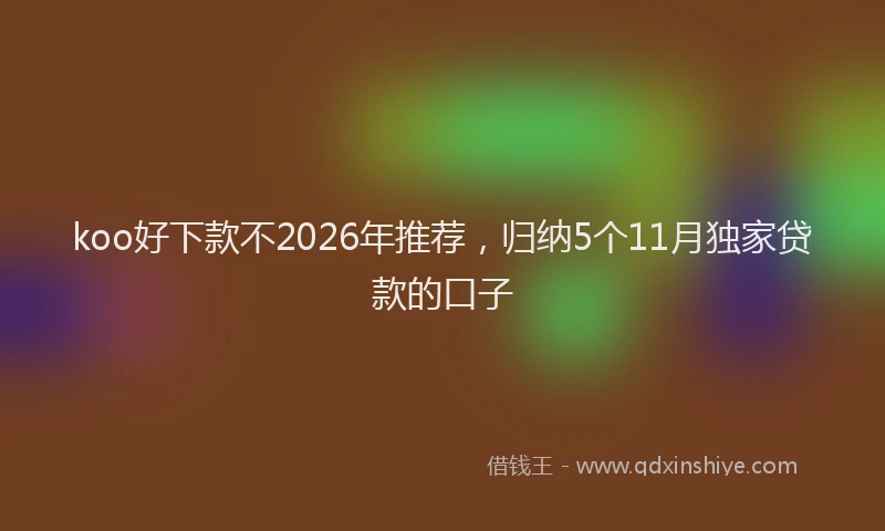 koo好下款不2026年推荐，归纳5个11月独家贷款的口子