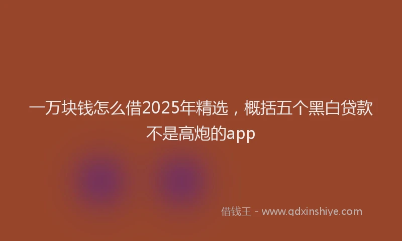 一万块钱怎么借2025年精选，概括五个黑白贷款不是高炮的app