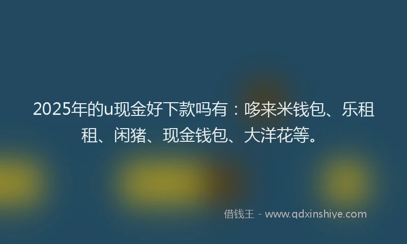 2025年的u现金好下款吗有：哆来米钱包、乐租租、闲猪、现金钱包、大洋花等。