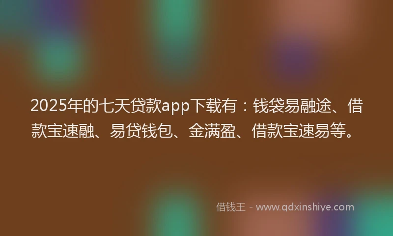 2025年的七天贷款app下载有：钱袋易融途、借款宝速融、易贷钱包、金满盈、借款宝速易等。