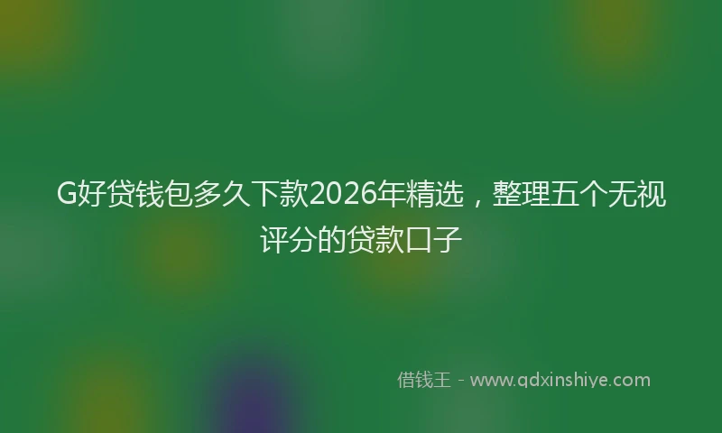 G好贷钱包多久下款2026年精选，整理五个无视评分的贷款口子