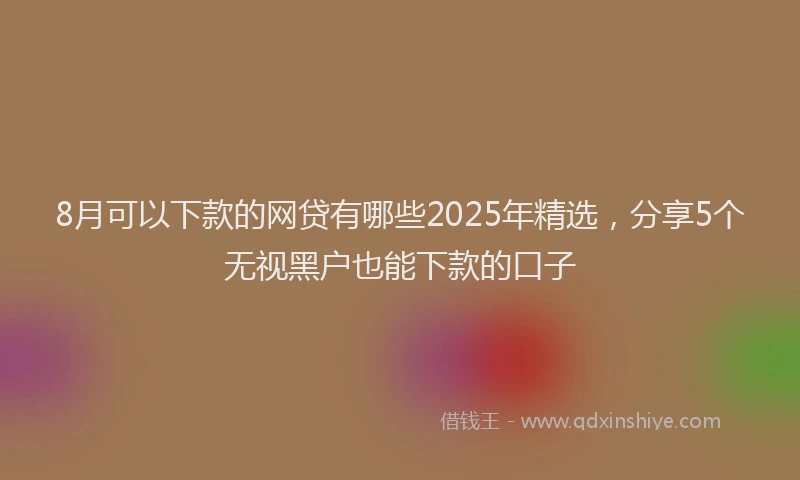 8月可以下款的网贷有哪些2025年精选，分享5个无视黑户也能下款的口子