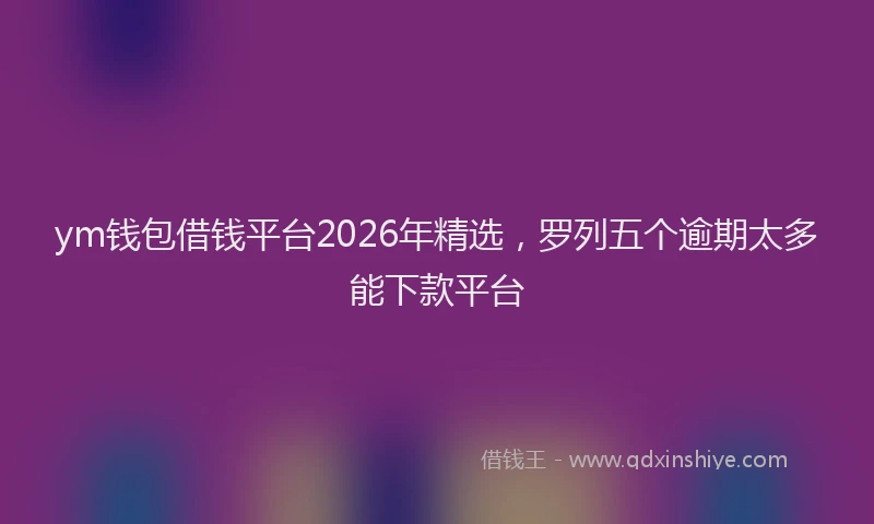 ym钱包借钱平台2026年精选，罗列五个逾期太多能下款平台