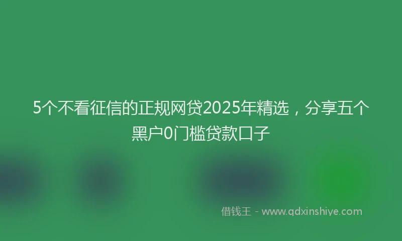 5个不看征信的正规网贷2025年精选，分享五个黑户0门槛贷款口子