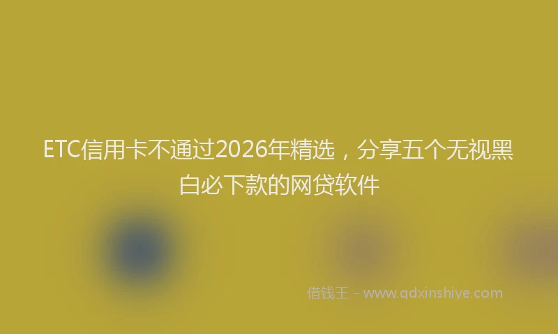 ETC信用卡不通过2026年精选，分享五个无视黑白必下款的网贷软件