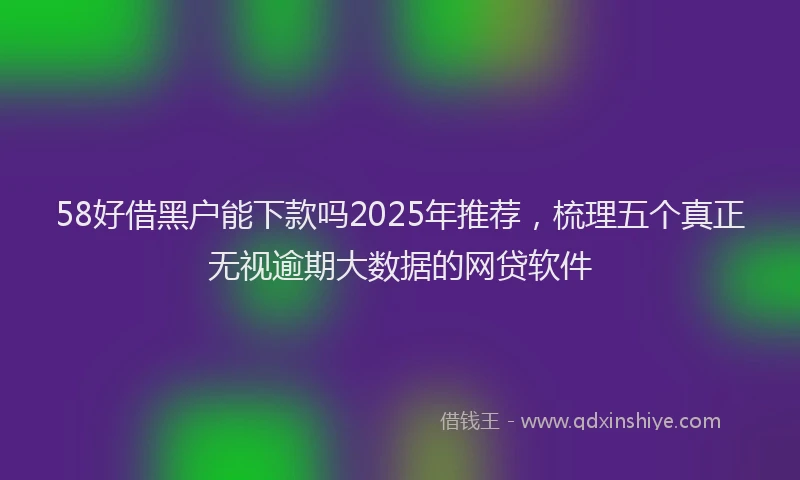 58好借黑户能下款吗2025年推荐，梳理五个真正无视逾期大数据的网贷软件