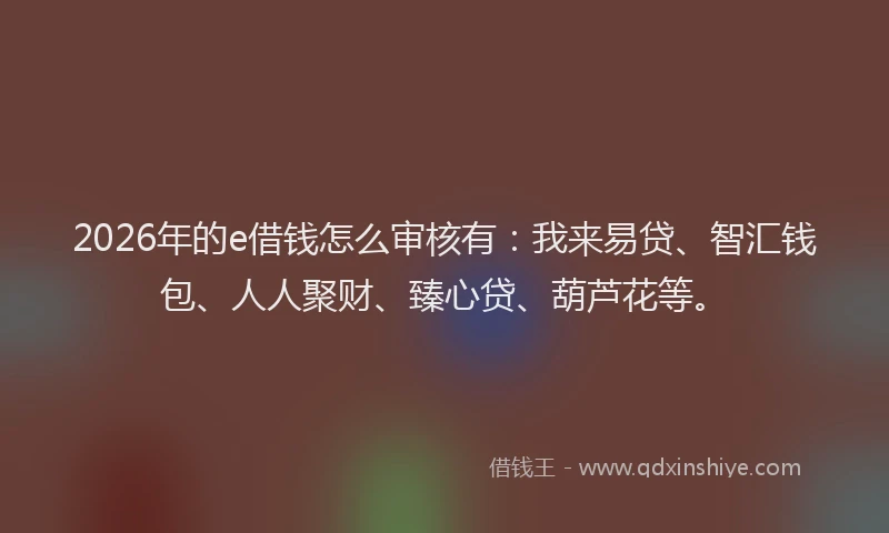 2026年的e借钱怎么审核有：我来易贷、智汇钱包、人人聚财、臻心贷、葫芦花等。