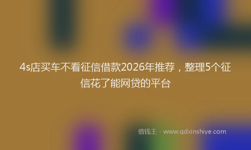 4s店买车不看征信借款2026年推荐，整理5个征信花了能网贷的平台