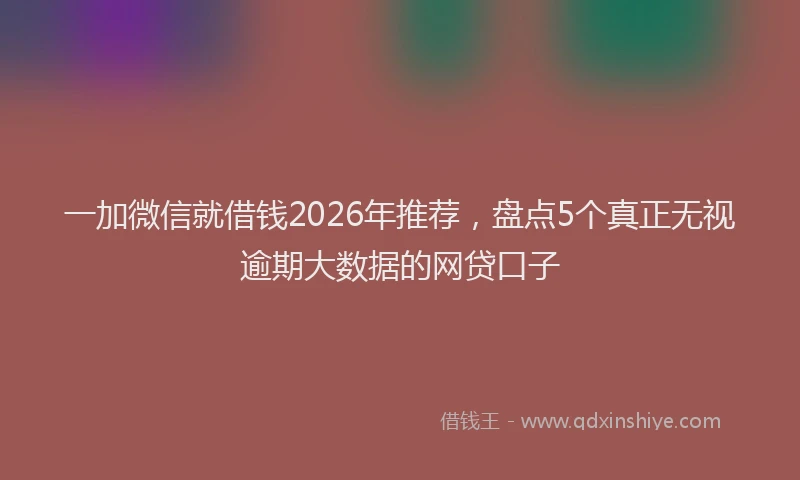 一加微信就借钱2026年推荐,盘点5个真正无视逾期大数据的网贷口子