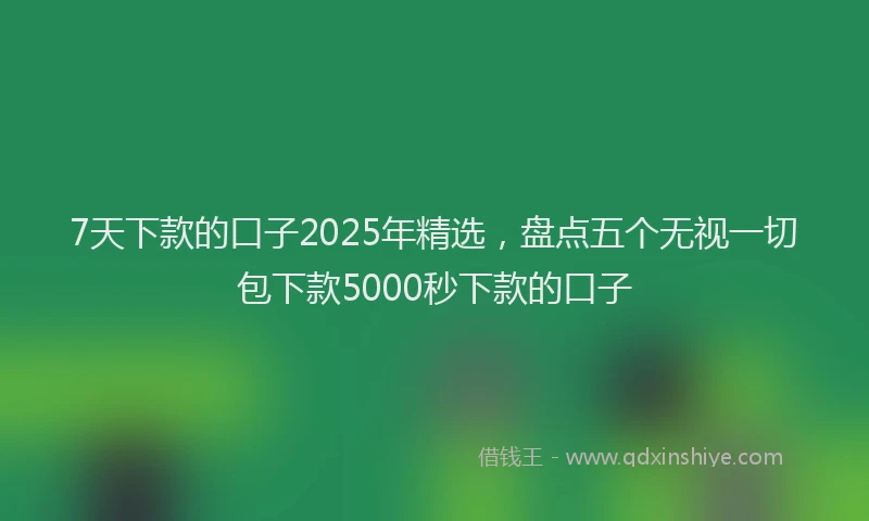 7天下款的口子2025年精选,盘点五个无视一切包下款5000秒下款的口子