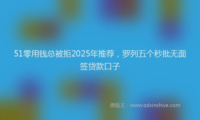 51零用钱总被拒2025年推荐，罗列五个秒批无面签贷款口子