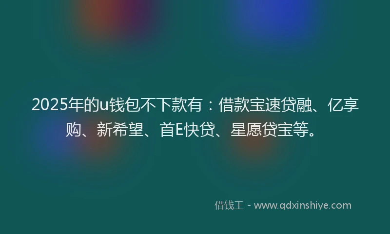 2025年的u钱包不下款有：借款宝速贷融、亿享购、新希望、首E快贷、星愿贷宝等。