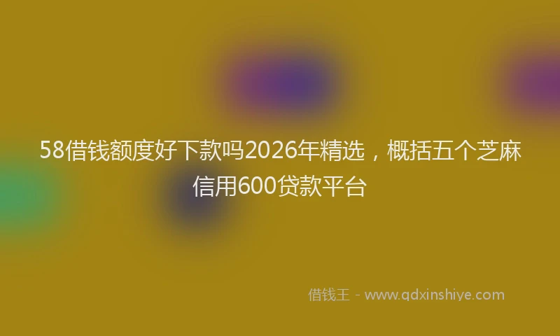 58借钱额度好下款吗2026年精选，概括五个芝麻信用600贷款平台