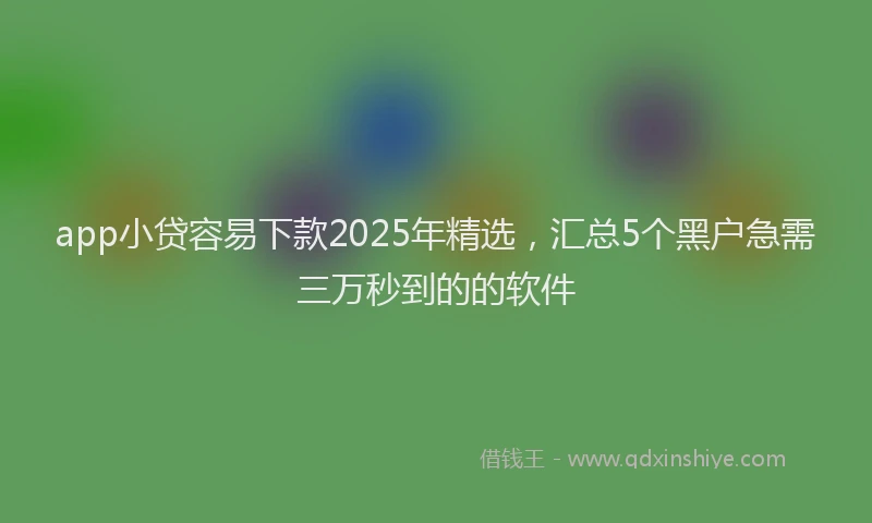 app小贷容易下款2025年精选，汇总5个黑户急需三万秒到的的软件