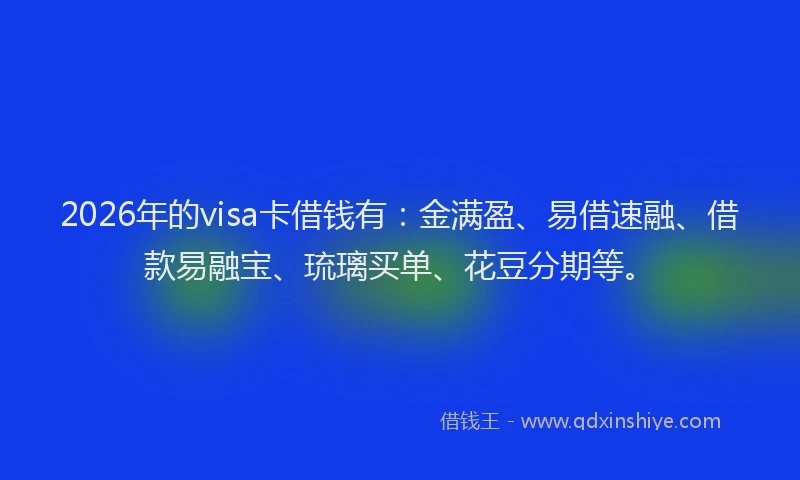 2026年的visa卡借钱有：金满盈、易借速融、借款易融宝、琉璃买单、花豆分期等。