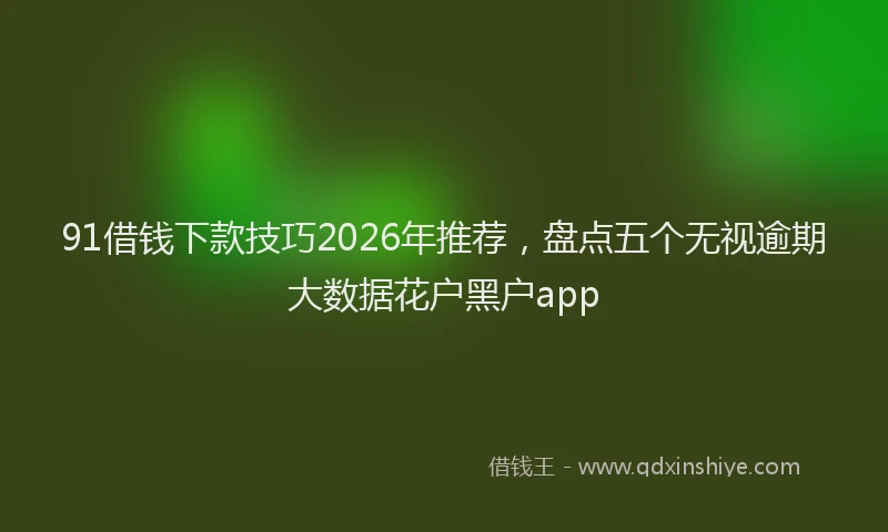 91借钱下款技巧2026年推荐，盘点五个无视逾期大数据花户黑户app