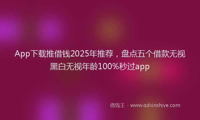 App下载推借钱2025年推荐,盘点五个借款无视黑白无视年龄100%秒过app