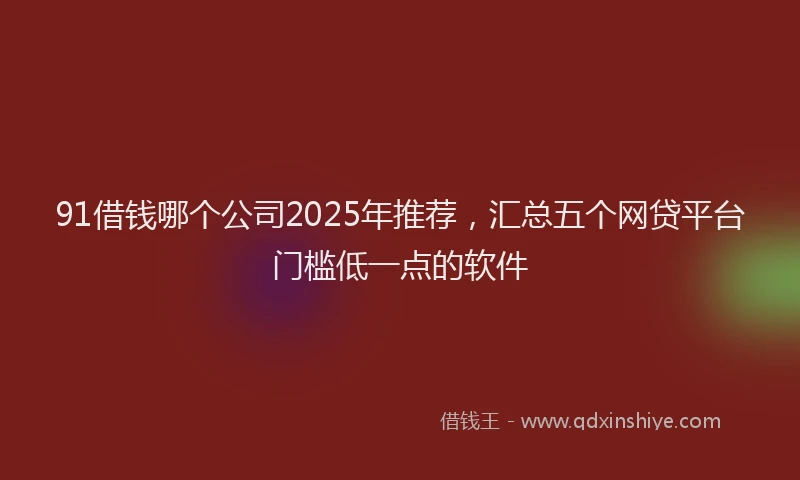 91借钱哪个公司2025年推荐，汇总五个网贷平台门槛低一点的软件
