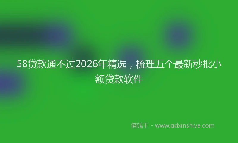 58贷款通不过2026年精选，梳理五个最新秒批小额贷款软件