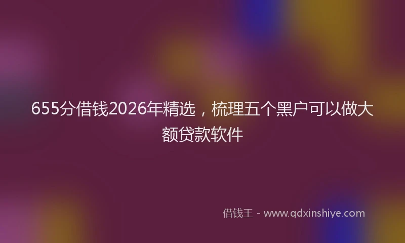 655分借钱2026年精选，梳理五个黑户可以做大额贷款软件