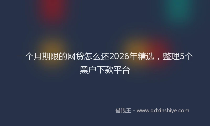 一个月期限的网贷怎么还2026年精选，整理5个黑户下款平台