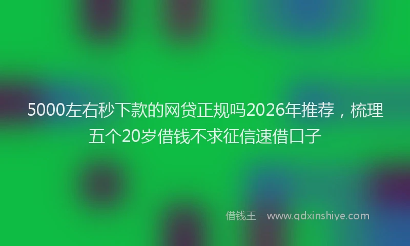 5000左右秒下款的网贷正规吗2026年推荐，梳理五个20岁借钱不求征信速借口子