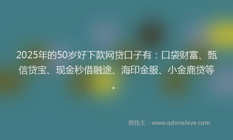 2025年的50岁好下款网贷口子有：口袋财富、甄信贷宝、现金秒借融途、海印金服、小金鹿贷等。