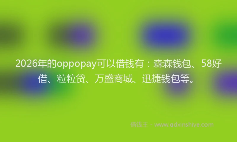 2026年的oppopay可以借钱有:森森钱包、58好借、粒粒贷、万盛商城、迅捷钱包等。