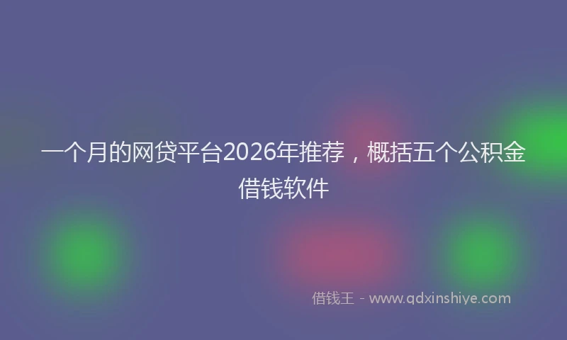 一个月的网贷平台2026年推荐，概括五个公积金借钱软件