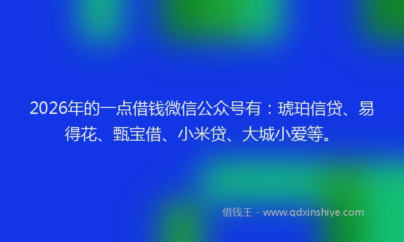 2026年的一点借钱微信公众号有：琥珀信贷、易得花、甄宝借、小米贷、大城小爱等。