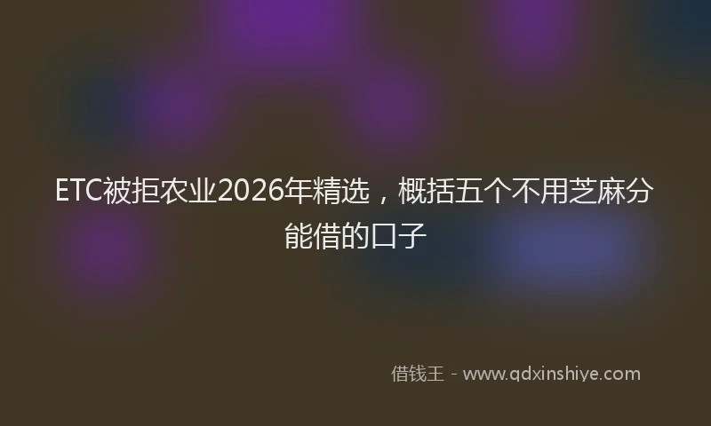 ETC被拒农业2026年精选，概括五个不用芝麻分能借的口子