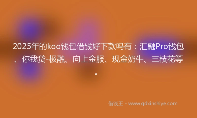2025年的koo钱包借钱好下款吗有：汇融Pro钱包、你我贷-极融、向上金服、现金奶牛、三枝花等。