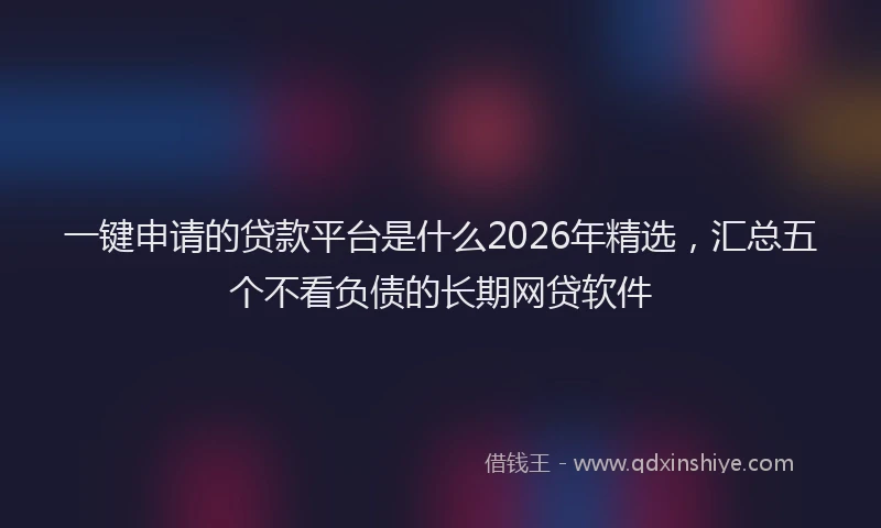 一键申请的贷款平台是什么2026年精选，汇总五个不看负债的长期网贷软件
