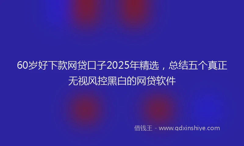 60岁好下款网贷口子2025年精选，总结五个真正无视风控黑白的网贷软件