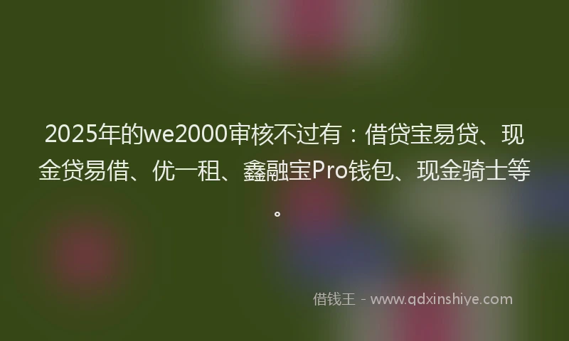 2025年的we2000审核不过有：借贷宝易贷、现金贷易借、优一租、鑫融宝Pro钱包、现金骑士等。