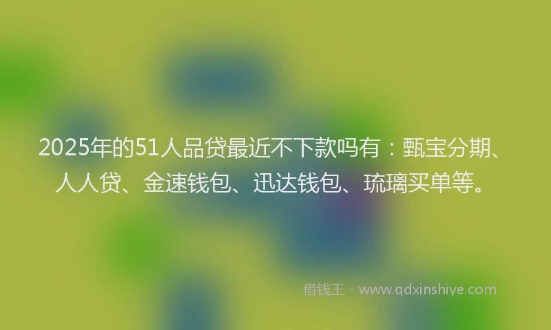 2025年的51人品贷最近不下款吗有：甄宝分期、人人贷、金速钱包、迅达钱包、琉璃买单等。