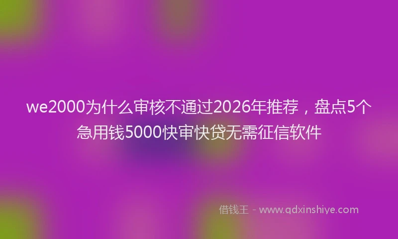 we2000为什么审核不通过2026年推荐，盘点5个急用钱5000快审快贷无需征信软件