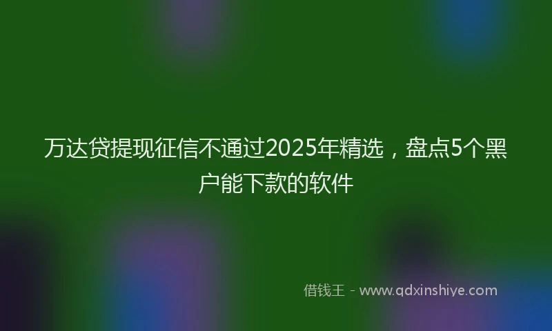 万达贷提现征信不通过2025年精选，盘点5个黑户能下款的软件