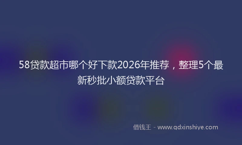 58贷款超市哪个好下款2026年推荐，整理5个最新秒批小额贷款平台