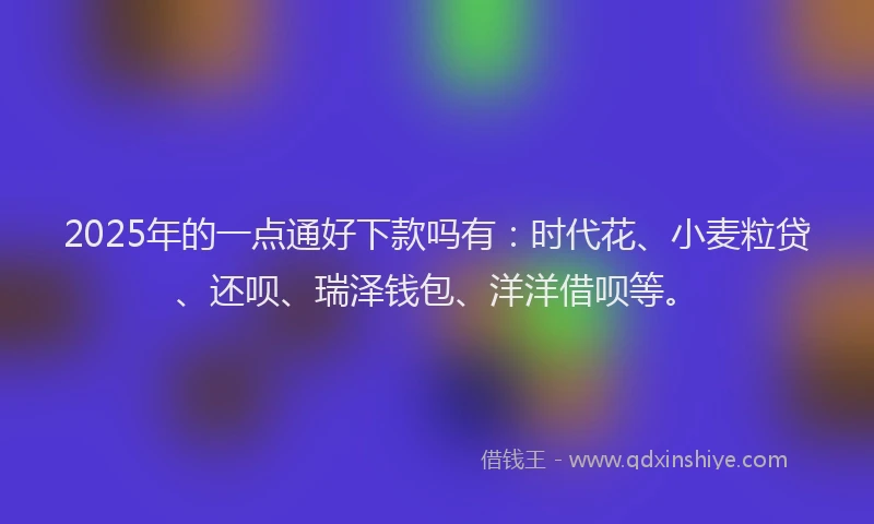 2025年的一点通好下款吗有：时代花、小麦粒贷、还呗、瑞泽钱包、洋洋借呗等。