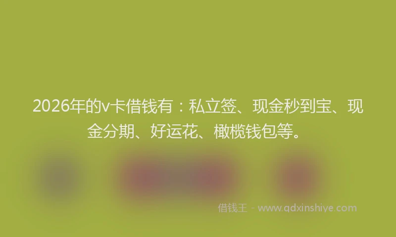 2026年的v卡借钱有：私立签、现金秒到宝、现金分期、好运花、橄榄钱包等。