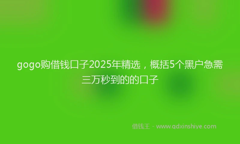 gogo购借钱口子2025年精选,概括5个黑户急需三万秒到的的口子