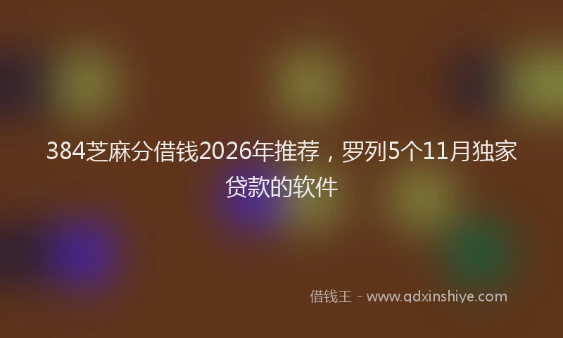 384芝麻分借钱2026年推荐，罗列5个11月独家贷款的软件
