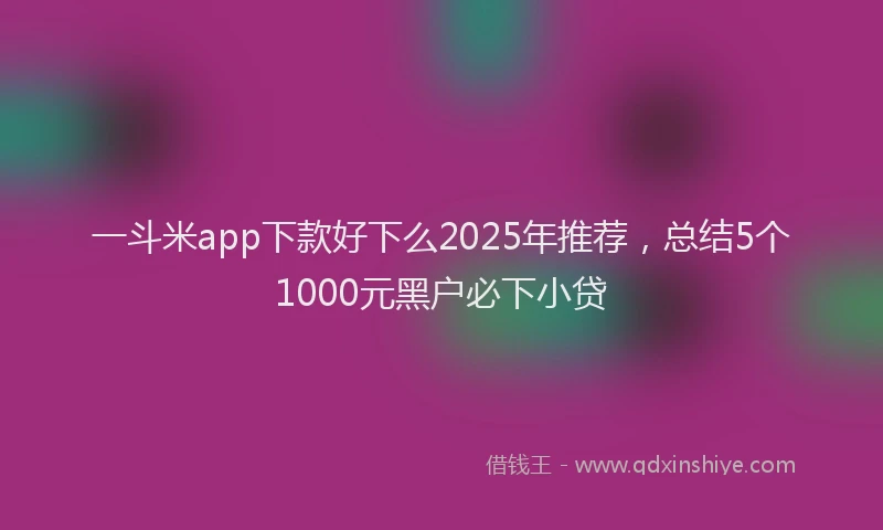 一斗米app下款好下么2025年推荐，总结5个1000元黑户必下小贷
