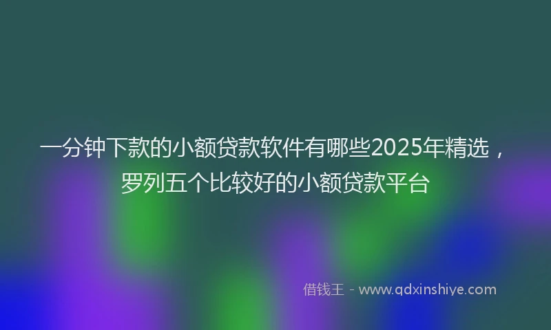 一分钟下款的小额贷款软件有哪些2025年精选，罗列五个比较好的小额贷款平台
