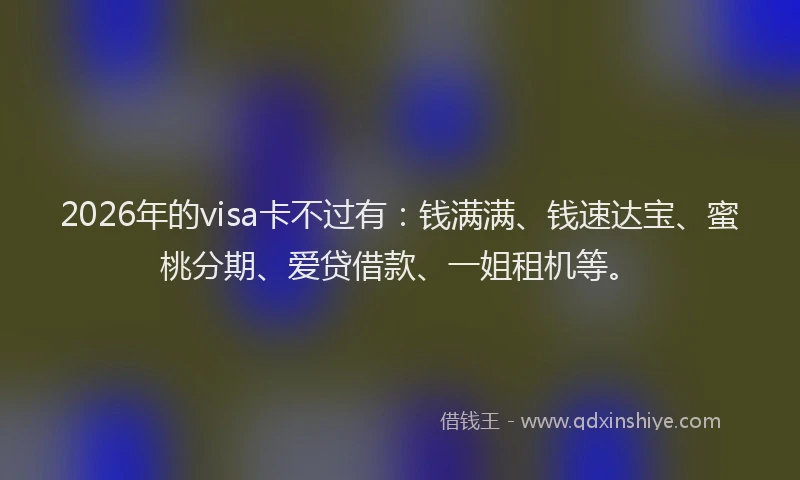 2026年的visa卡不过有:钱满满、钱速达宝、蜜桃分期、爱贷借款、一姐租机等。